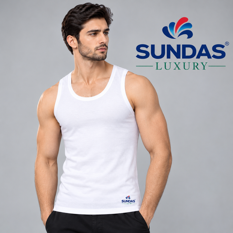 SUNDAS Luxury Men's White Vest (pack of 3)