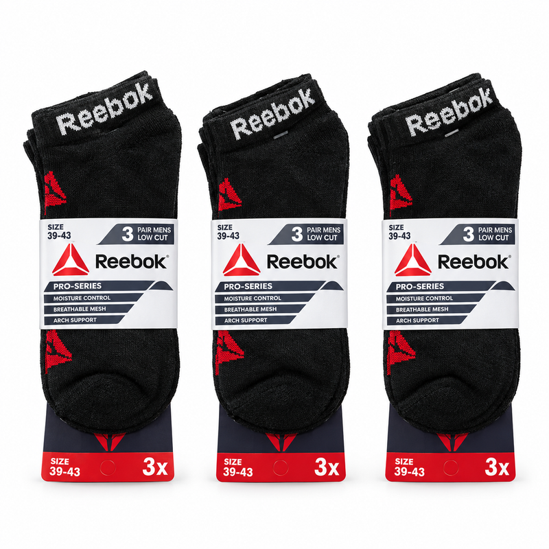 Reebok Men’s Black Ankle Socks – Pack of 3